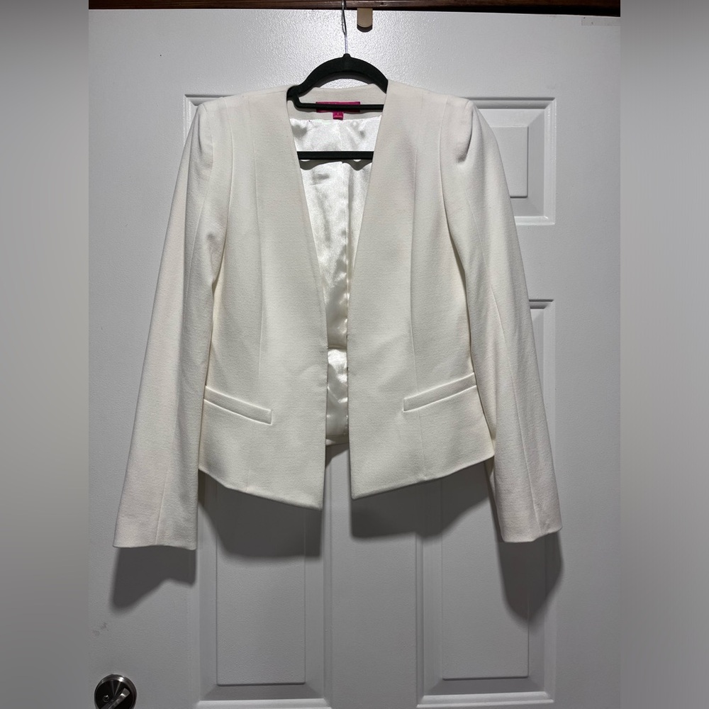 Catherine Off White Women Long sleeve Suit Jacket Size 6 Medium Tailored Lined